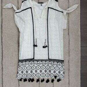 Anthropologie White and Black Mini Dress